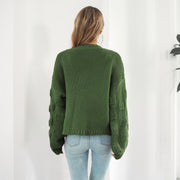 Women's Puff Sleeve Chunky Knit Cardigan | Front Cardigan