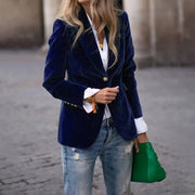 Women's Velvet Lapel Suit Jacket | Slim Single-Breasted Business Blazer