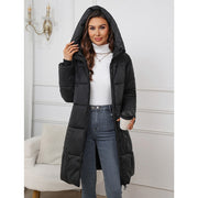 Women's Hooded Mid-Length Thickened Coat | Slim Fit Winter Jacket