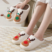 Women's Elk Print Winter Slippers | Soft Cozy House Shoes