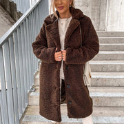 Women's Long-sleeved Lapel Plush Jacket | Cozy Winter Cardigan Top