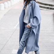 Women's Casual Long Woolen Coat | Single Breasted Lapel Jacket with Pockets
