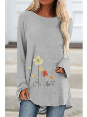 Floral Print Blouse | Women's Casual Long Sleeve Polyester Top