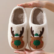 Women's Elk Print Winter Slippers | Soft Cozy House Shoes