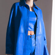 Women's Long Sleeve PU Leather Shirt Coat | Fashion Outerwear