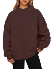 Women's Fleece-Lined High-Neck Sweatshirt | Casual Long Sleeve Pullover