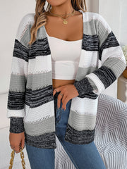 Women's Color Block Lantern Sleeve Cardigan Coat – Casual