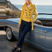 Women's High-Collar Waist-Slimming Wool Coat | Elegant Outerwear