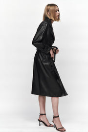 Women's Slim Fit Faux Leather Trench Coat | Belted Outerwear