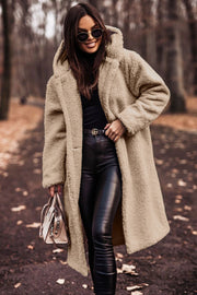 Women's Faux Fur Coat | Warm Hooded Long Teddy Jacket