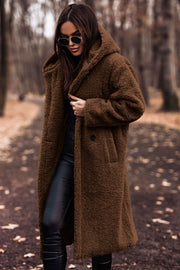 Women's Faux Fur Coat | Warm Hooded Long Teddy Jacket