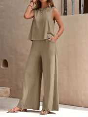 Women's Sleeveless Pants Suit | Loose Casual Summer Two-Piece Set