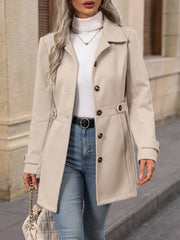 Women's Elegant Single-Breasted Woolen Coat | Mid-Length Lapel Jacket