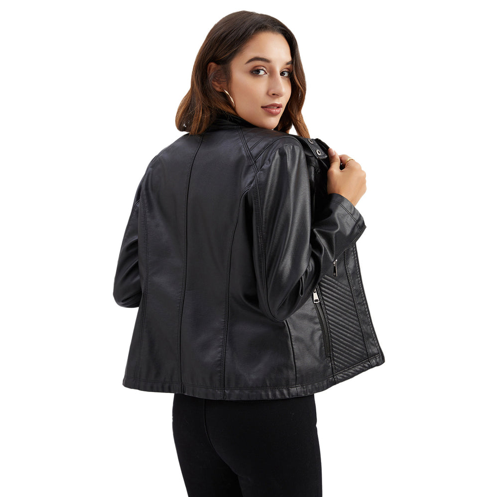Women's PU Leather Motorcycle Jacket