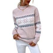 Women's Snowflake Half Turtleneck Sweater | Winter Christmas Knit Pullover