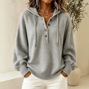 Hooded Knit Cardigan | Women's Relaxed Solid Color Long Sleeve Sweater