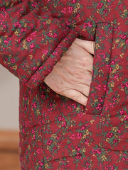 Women's Winter Cotton-Padded Coat | Floral Print Middle-Aged Outerwear