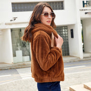 Warm Plush Coat | Women's Hooded Short Winter Jacket