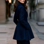 Women's Double-Breasted Lapel Coat | Solid Color Winter Outerwear