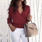 Deep V-Neck Sweater | Women's Loose Casual Solid Color Knit Top