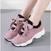 Women's New Style White Casual Shoes | Thick Sole Lace-Up Sneakers