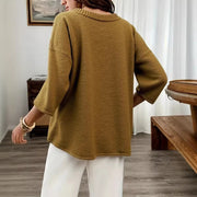 Women's V-Neck Single Breasted Knitted Cardigan – Casual Open-Front Coat