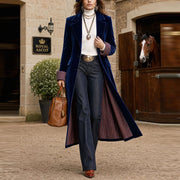 Women's Contrast Lace Velvet Long Coat | Outerwear