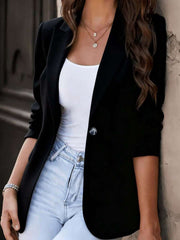 Women's Elegant Slim-Fit Single-Button Blazer | Long-Sleeve Jacket