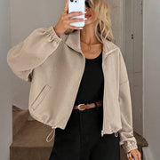 Women's Loose High Collar Zip-Up Jacket | Autumn Winter Outerwear