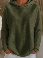 Women's Loose-Fit Solid-Color Hoodie | Long Sleeve Pullover