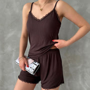Women's Backless Striped Two-Piece Shorts Set