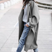 Women's Casual Long Woolen Coat | Single Breasted Lapel Jacket with Pockets