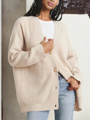 Women's Solid Color Cardigan Sweater | Casual Knit Layering Top