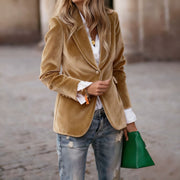 Women's Velvet Lapel Suit Jacket | Slim Single-Breasted Business Blazer