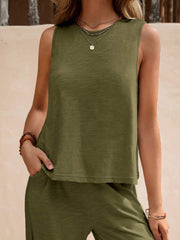 Women's Sleeveless Pants Suit | Loose Casual Summer Two-Piece Set
