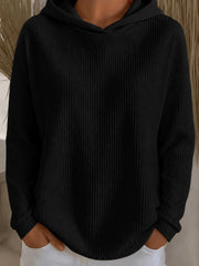 Women's Loose-Fit Solid-Color Hoodie | Long Sleeve Pullover