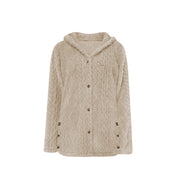Women's Hooded Fuzzy Fleece | Button Down Plush Winter Cardigan