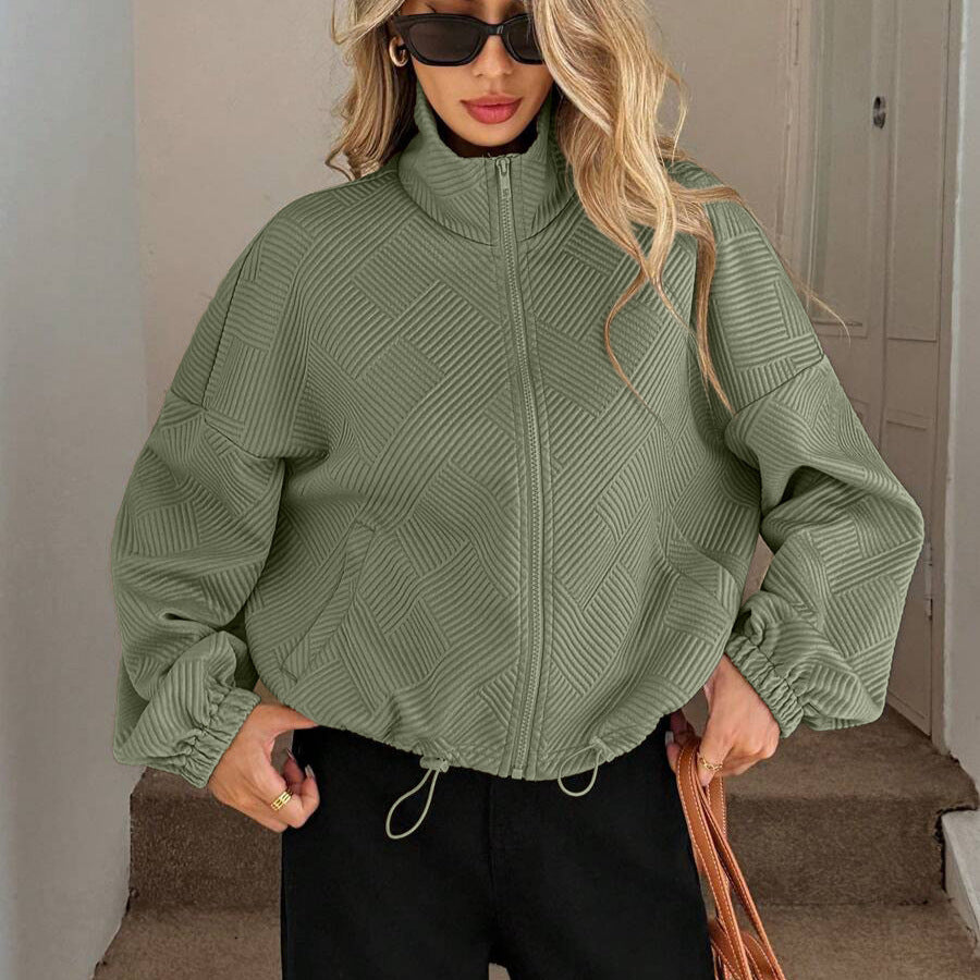 Women's Loose High Collar Zip-Up Jacket | Autumn Winter Outerwear