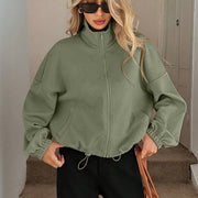Women's Loose High Collar Zip-Up Jacket | Autumn Winter Outerwear