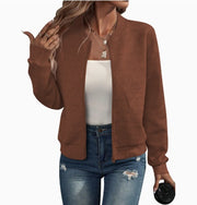 Women's Zip-Up Baseball Collar Jacket | Casual Autumn Winter Coat