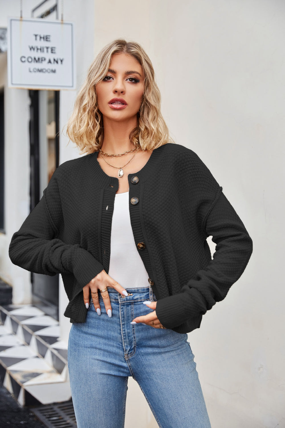 Women's Single Button Knit Cardigan Jacket – Autumn/Winter Commuter