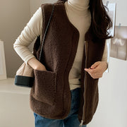 Women's Lamb Wool Vest Jacket | Lightweight Layering Top