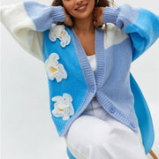 Women's Floral Print Lantern Sleeve Cardigan Coat – Casual