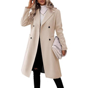 Women's Long Woolen Coat | Solid Color Fall Winter Overcoat