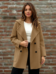 Women's Double-Breasted Wool Coat | Long Sleeve Outerwear