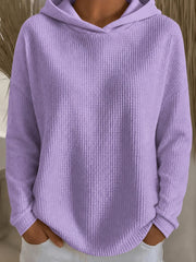 Women's Loose-Fit Solid-Color Hoodie | Long Sleeve Pullover