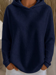 Women's Loose-Fit Solid-Color Hoodie | Long Sleeve Pullover