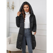 Women's Hooded Mid-Length Thickened Coat | Slim Fit Winter Jacket