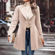 Women's Slim-Fit Woolen Coat | Lapel Winter Outerwear