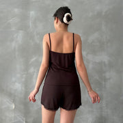 Women's Backless Striped Two-Piece Shorts Set